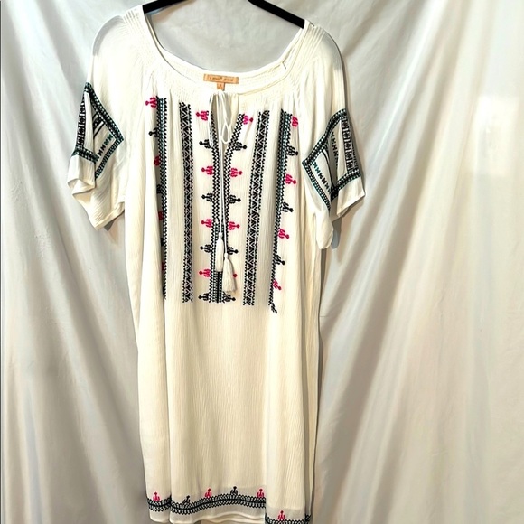 Gibson Latimer Dresses & Skirts - Gibson Latimer Womens Multicolor Embroidered White Dress Size Small